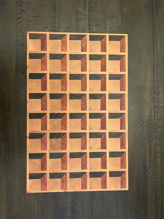 End Grain Cutting Board - 3D Waffle Pattern